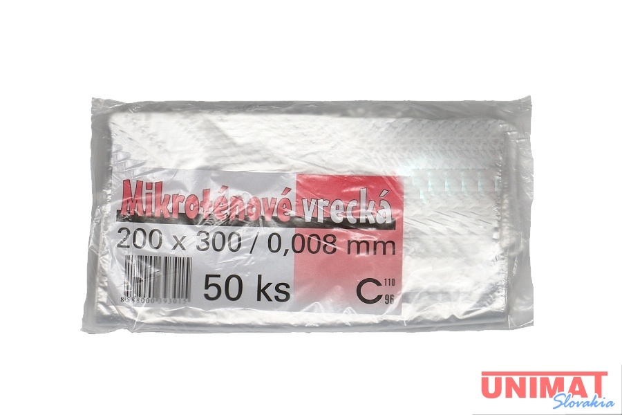 HDPE vrecká 20x30/50ks, balené pre MOP, 8 my