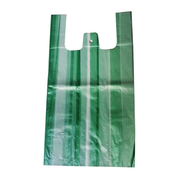 HDPE taška   4kg/100ks, pruhovaná zelená, 25+12x45cm, 8my