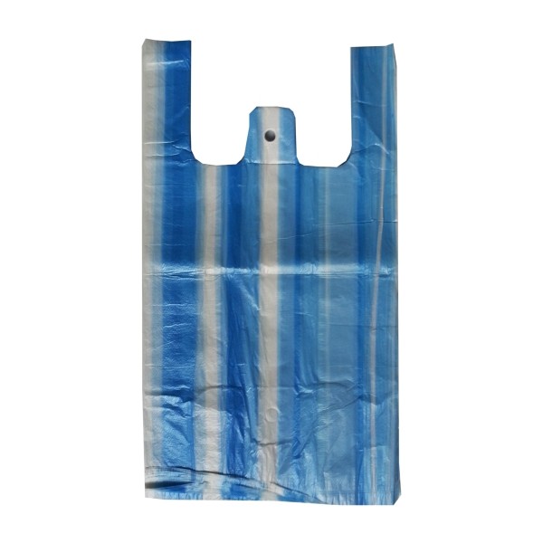 HDPE taška   8kg/100ks, pruhovaná, modrá,/zelená 30+16x52cm, 11my