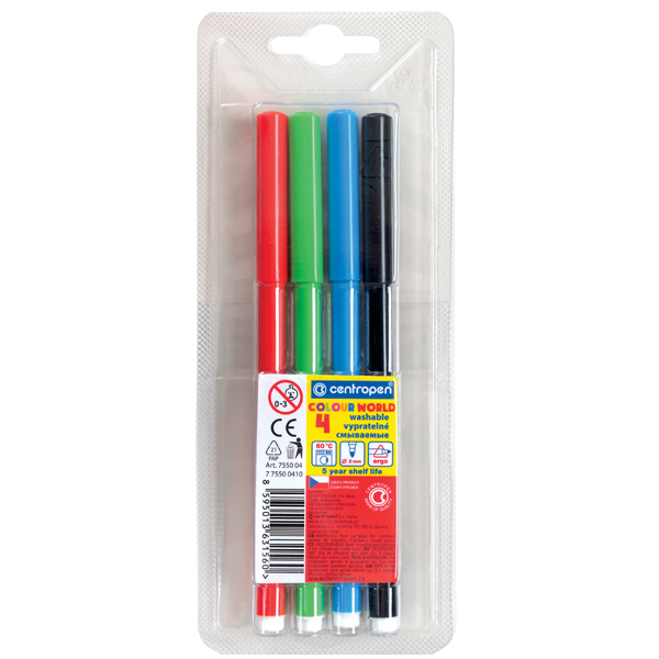 Popisovače Centropen 7550,  4ks, 1mm