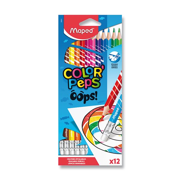 Pastelky  12 ks Maped  "Color Peps" Oops s gumou