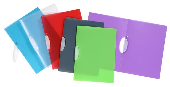 Rýchloviazač, s klipom, PP, A4, VIQUEL "Propyglass V-Clip", mix farieb