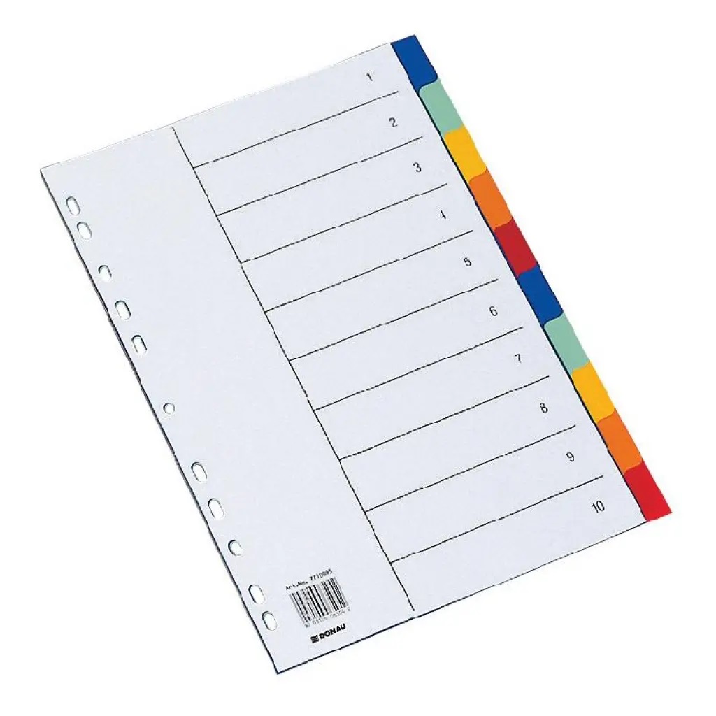 Register, plastový rozraďovač DONAU 10-dielny, PP A4, DONAU, 10 dielny