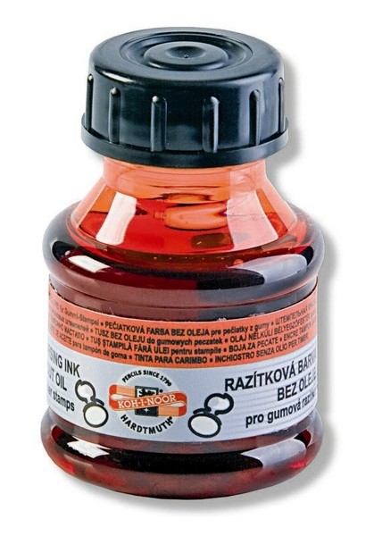Razítková farba červená  50 g + štetec