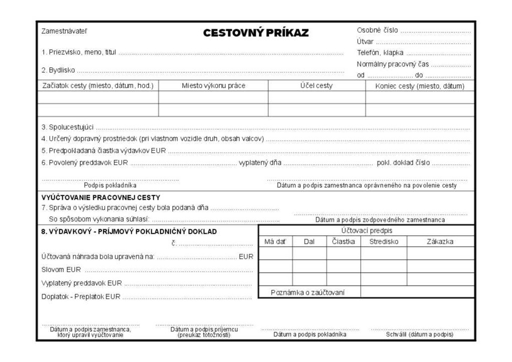 Cestovný príkaz A5