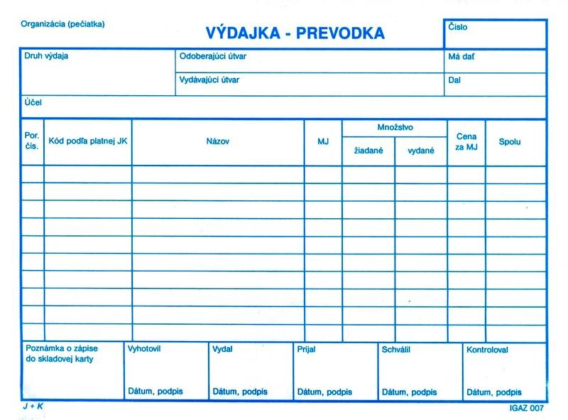 Výdajka - prevodka A5, bez DPH, 100 listov, samoprepis