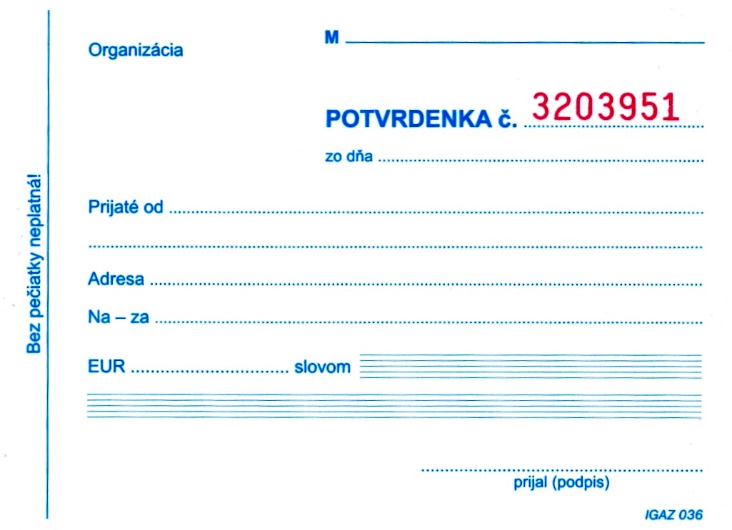 Potvrdenka s juxtou A6, 3x25 listov, samoprepis