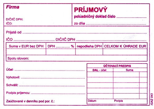Príjmový pokladničný doklad obyčajný