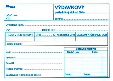 Výdavavkový pokladničný doklad obyčajný