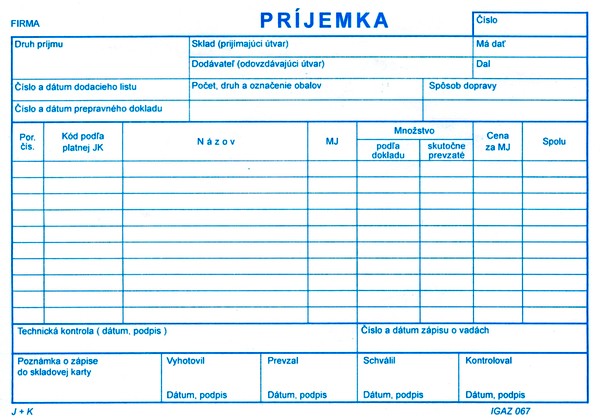Príjemka A5 - 100 listov samoprepis