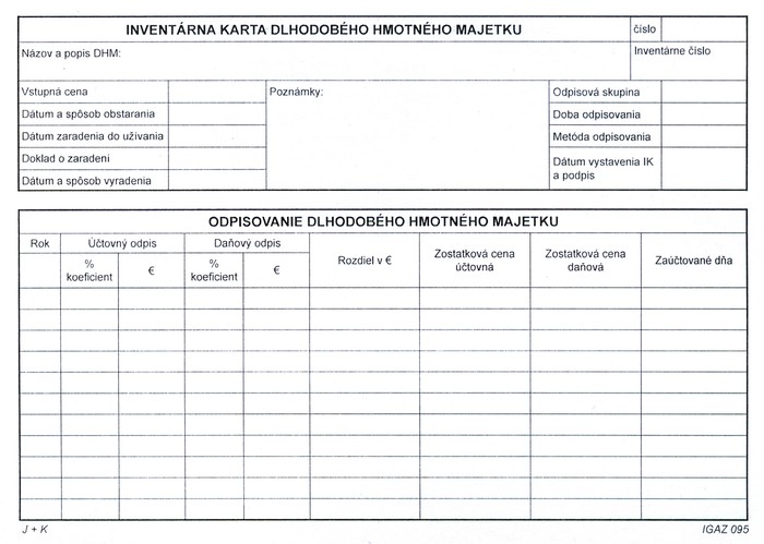 Inventárna karta DHM A5