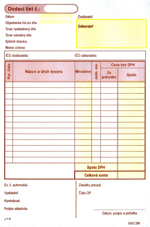 Dodací list A5 dvojfarebný- žltý NCR /100list