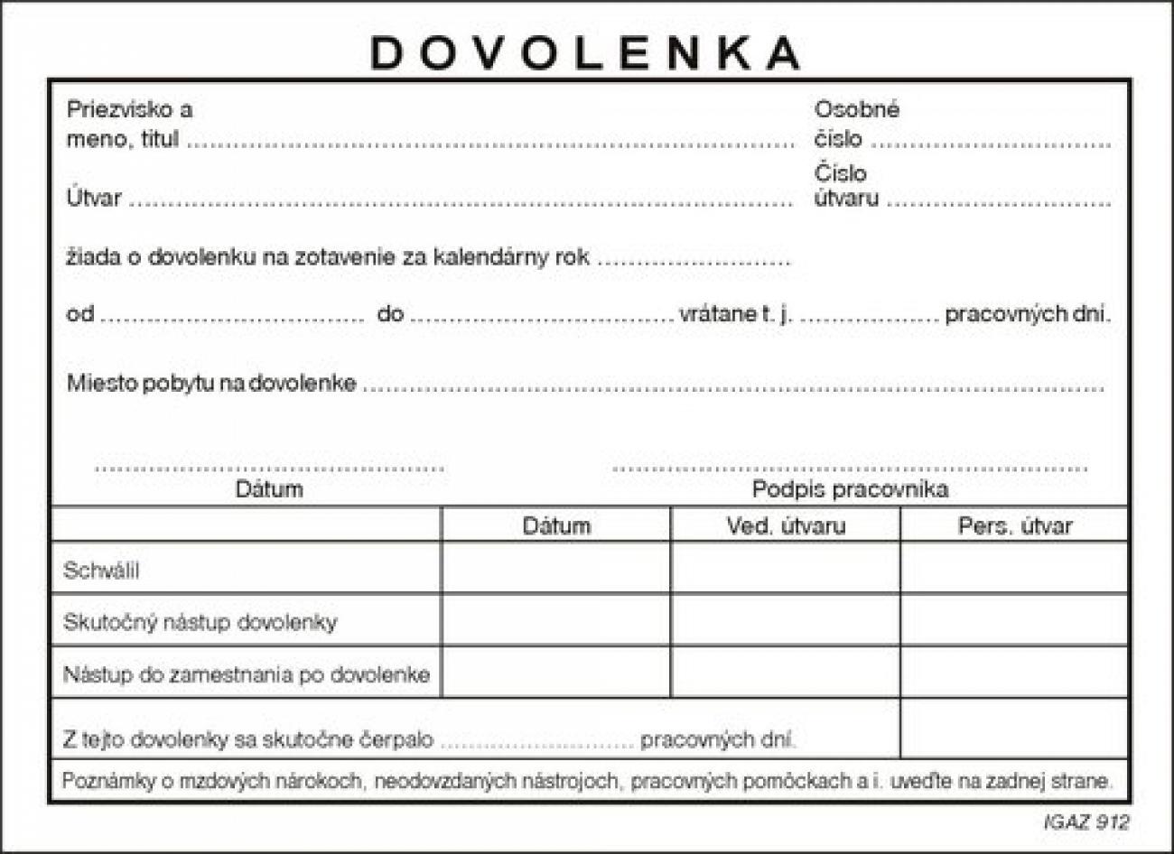 Dovolenka A6-100 listov samoprepis