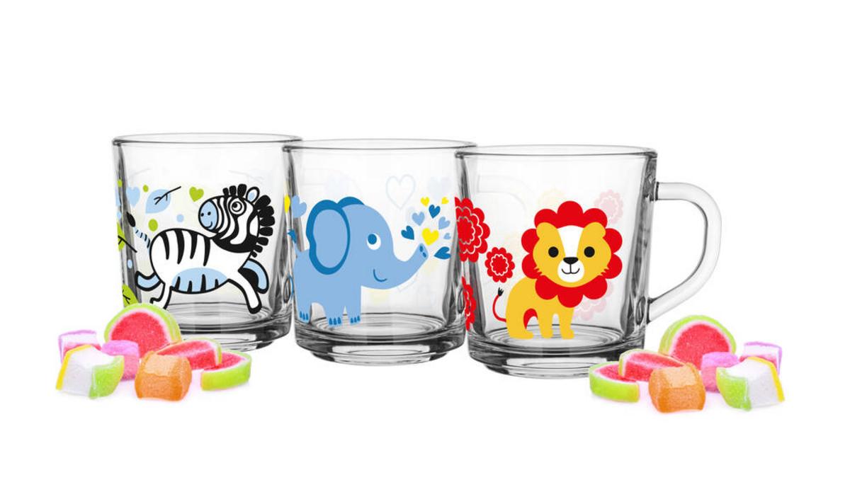 Hrnček 200ml, sklo, detský motív-zvieratká