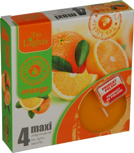 Sviečka čajová  MAXI, 4ks, Orange