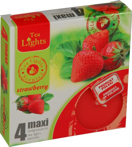 Sviečka čajová  MAXI, 4ks, strawbery