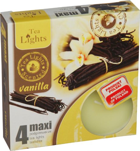 Sviečka čajová  MAXI, 4ks, vanila