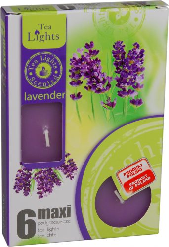 Sviečka čajová  MAXI, 6ks, lavender