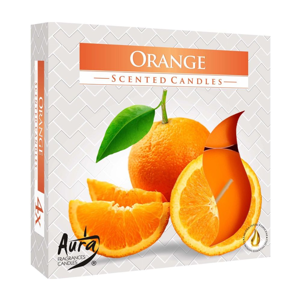 Sviečka čajová  MAXI, 4ks, Orange