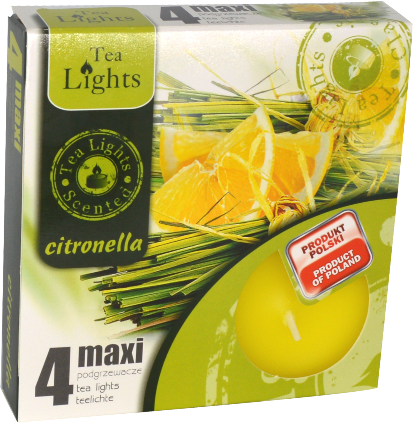 Sviečka čajová  MAXI, 4ks, citronela
