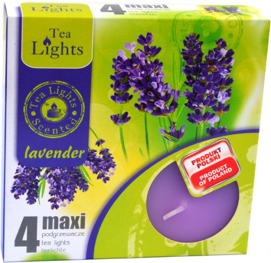Sviečka čajová  MAXI, 4ks, levander