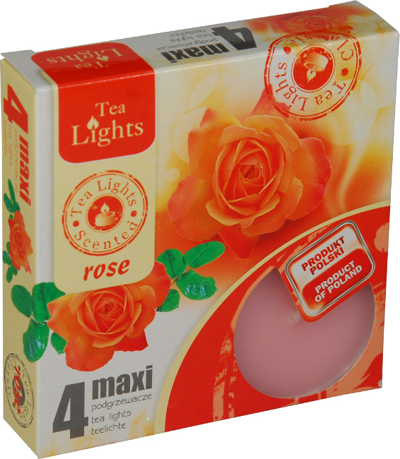 Sviečka čajová  MAXI, 4ks, rose