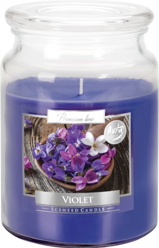 Sviečka v skle  s uzáverom 100h, violet