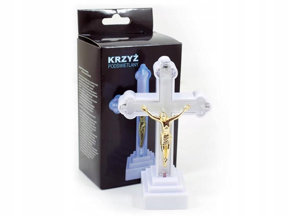 LED KRÍŽ bielý-zlatý